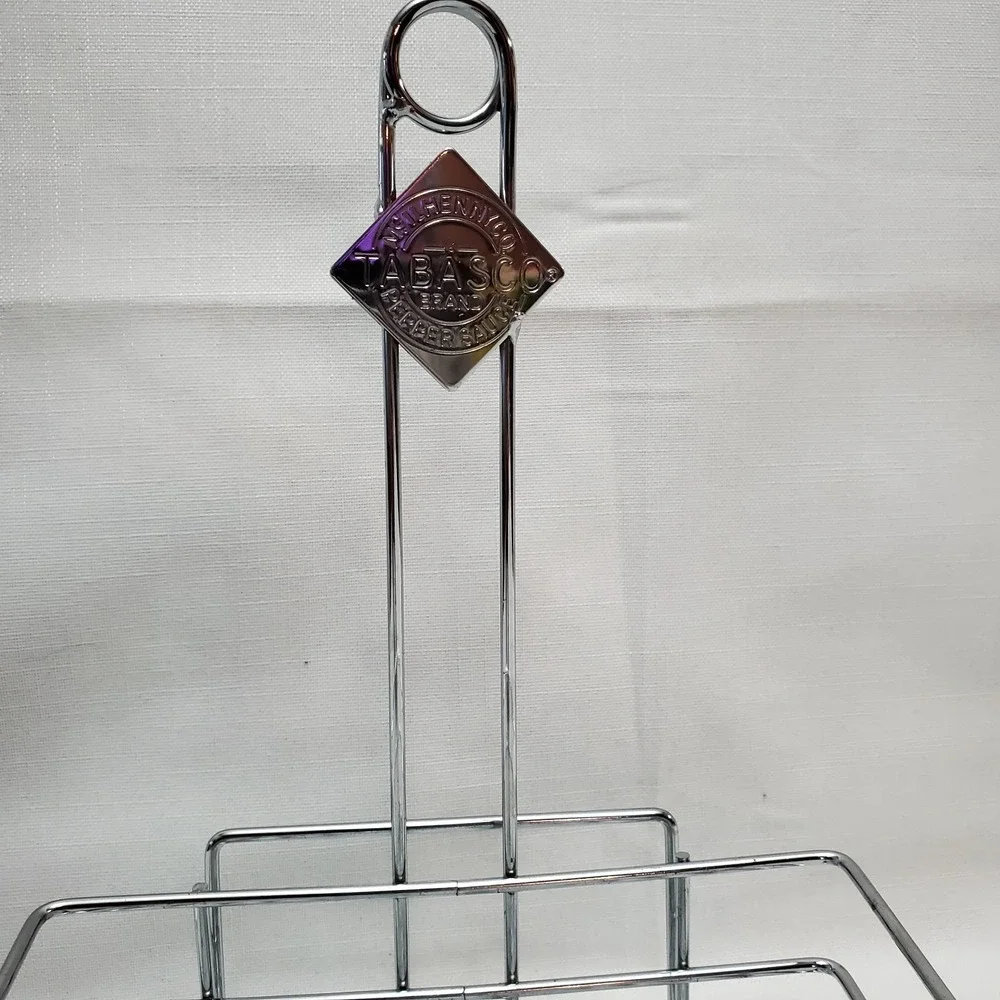 🔥Tabasco Hot Pepper Sauce‎ Chrome Condiment Caddy Holder Table Top Restaurant
